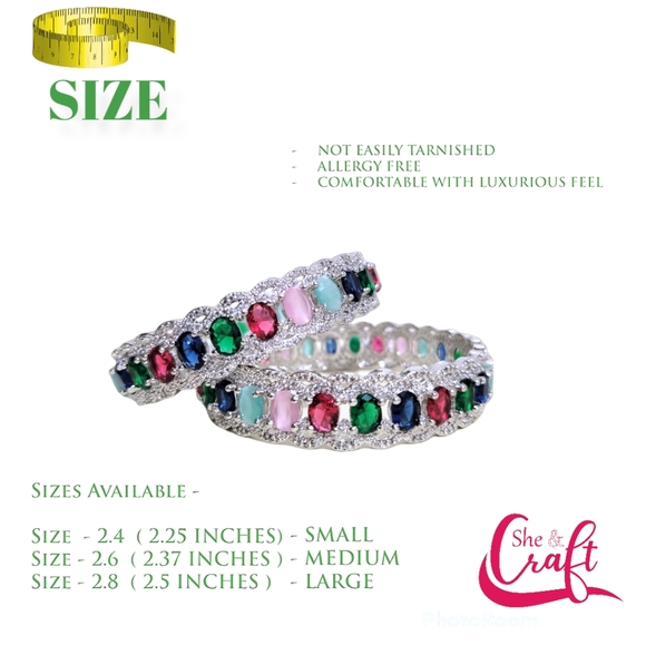 Gorgeous Cz Diamond White Gold Bangles | Indian Bangle size 2.6 inches - Picture 3 of 4